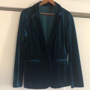 Tahari Teal Velvet Jacket, size Large